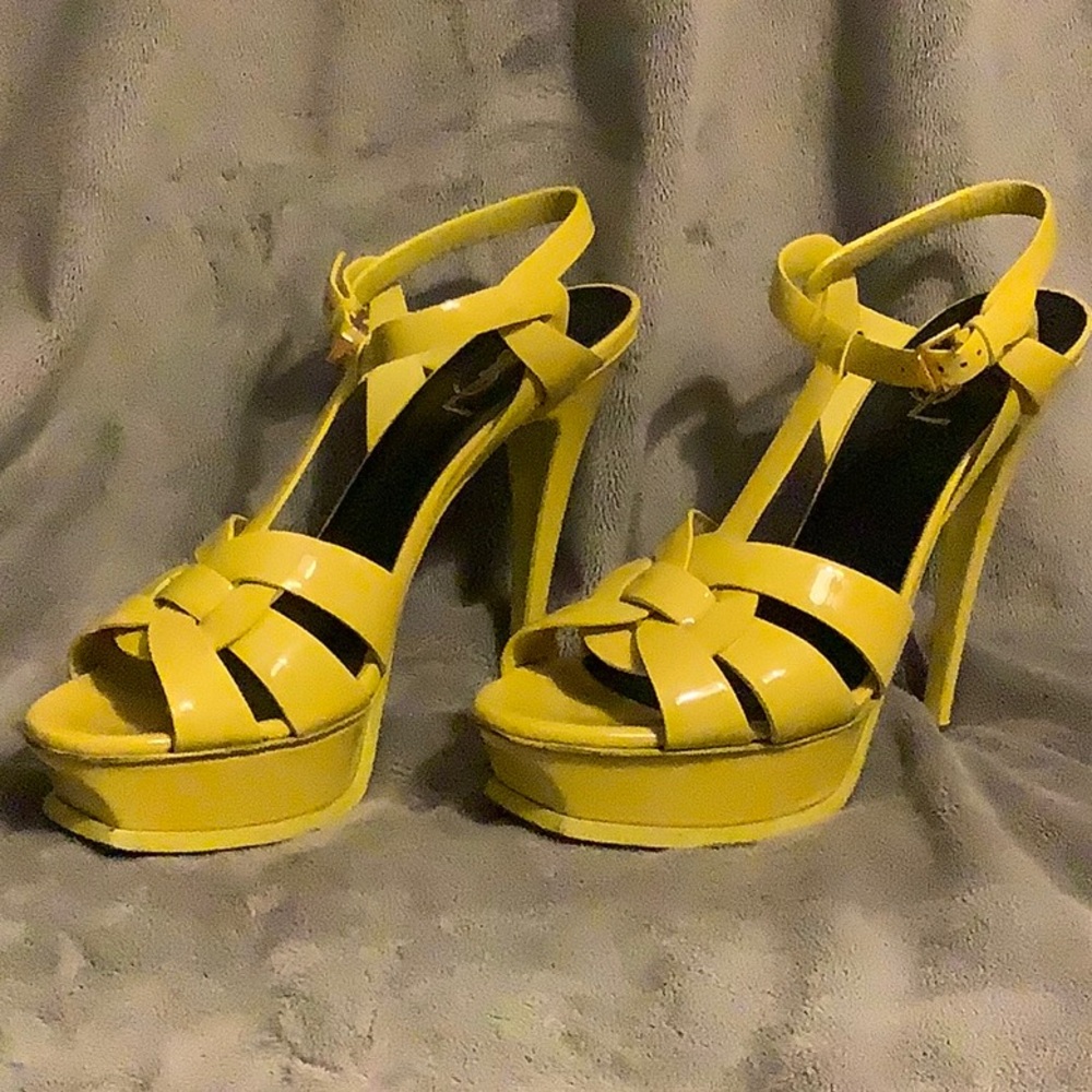 YSL Yellow Platform Stilettos